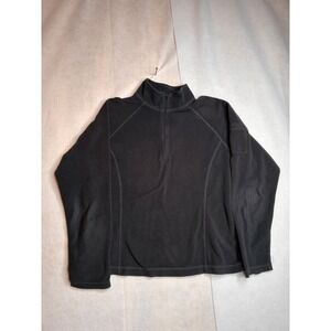 LL Bean Womens Black Quarter Zip Fleece Pullover Jacket Size M OYS41 Regular